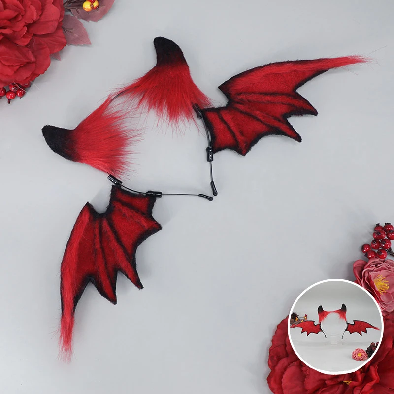 1pc Copricapo per orecchie da pipistrello a tema scuro Halloween Cos Puntelli Pipistrello Peluche Fascia per personaggi di Halloween Accessorio per feste