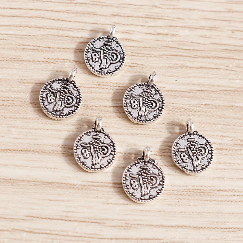 Tusember 50 Stück Mini Metall Vintage Yoga OM Buddha Anhänger für DIY Schmuckherstellung Armband Halskette Handgemachtes Kunsthandwerk – Detail 4