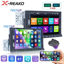 X-REAKO 1 Din 7 Inch Car Radio MP5 Player Touch Screen Multimedia with Two USB Bluetooth FM Mirror Link Universal Autoradio 7027