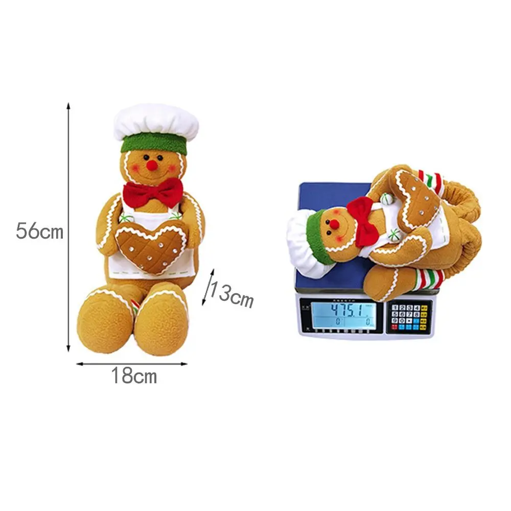Muñeco de hombre de jengibre, galleta, ventana de hombre, vestidor de Navidad, felpa decorativa de Navidad, adorno de felpa de pierna larga para el hogar