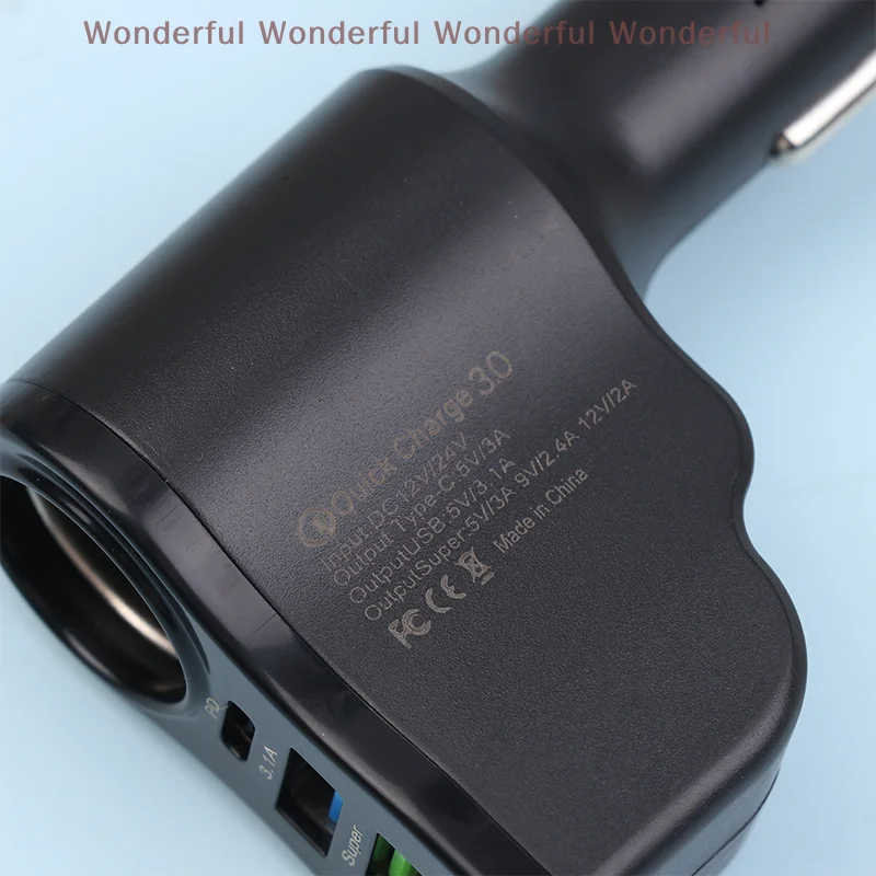

Advanced Car 66W Dual USB Charger with Digital Display; Convenient Cigarette Lighter Triple Splitter