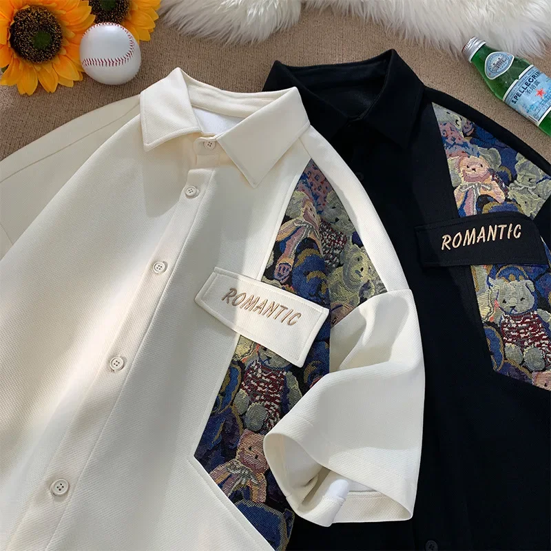 New Chinese Casual Short Sleeved Shirt For Men Summer Fashion Half Sleeved Loose Men's Shirt Coat Y2k Korean Streetwear