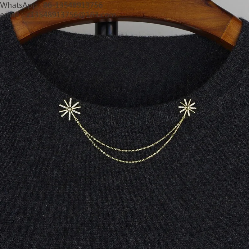 Simple brooch, small collar pin, chain, corsage suit, shirt collar corner buckle accessories