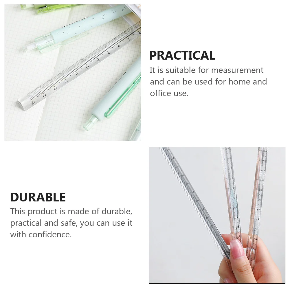 6 Pcs Student Drawing Clear Plastic Clear Ruler School Stationery Plastic Teaching Teaching Ruler Aid