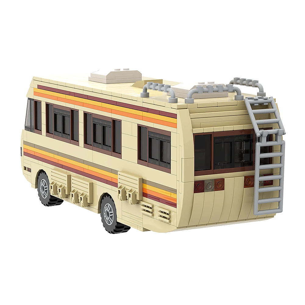 Gobricks MOC Classic Movie Breaking Bad Car Building Blocks Kit Walter White Pinkman Cooking Lab RV Vehicle Model Toys For Gifts