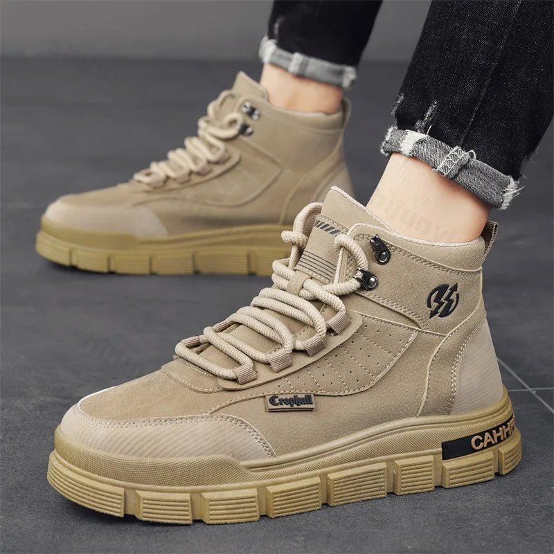

Men Outdoor Ankle Boots 2025 Autumn Comfortable Non Slip Casual Shoes Short Boots Fashion High Top Sports Shoes High Quality