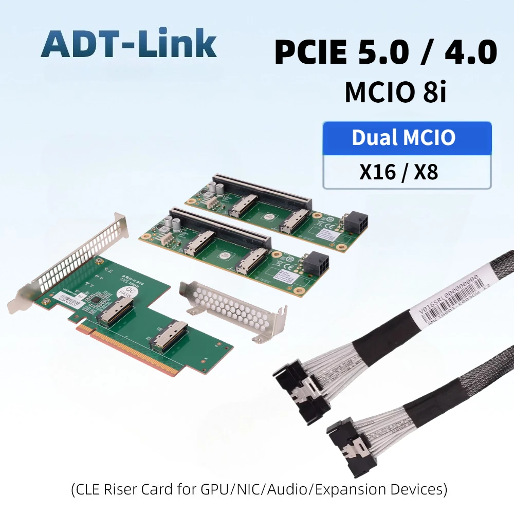 

MCIO Split Card PCIe 4.0 5.0 16X to SlimSAS SFF-8654 Baseplate, Independent GPU Graphics Card, External, Expansion Adapter Cable