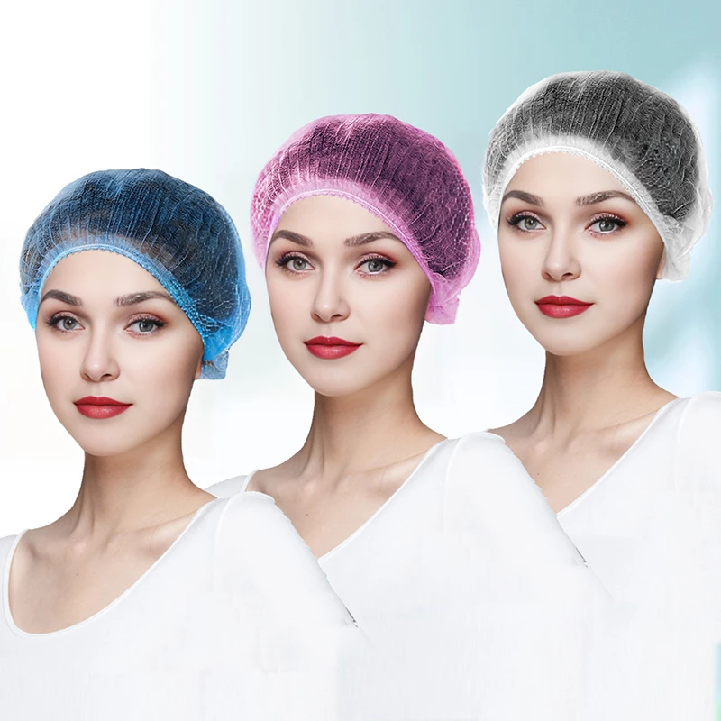 

100Pcs Disposable Elastic Mesh Caps Breathable Non-Woven Chef Hats for Cooking Food Service Kitchen Home Salon Hair Protection