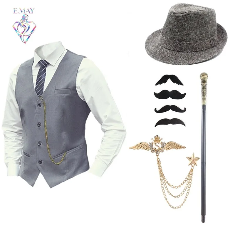 Gatsby 1920 S6XL Men's Formal Wear Set Long Sleeve Slim Fit Performance Vest Shirt Party Ensemble British Style Warmth All Se...