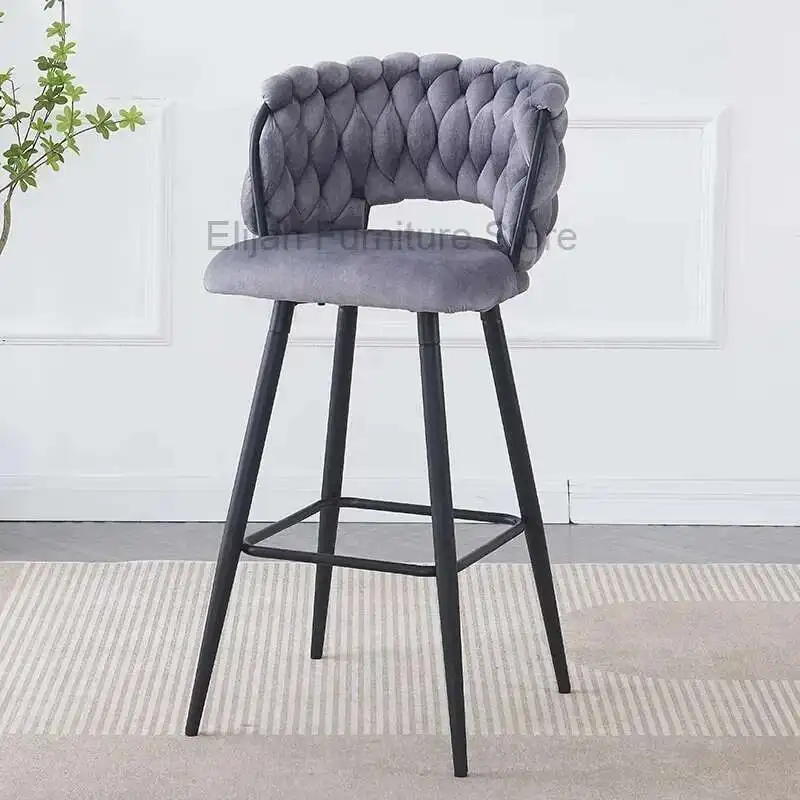 

Esthetician Velvet Designer Luxury Minimalist Office Bar Chair High Cafe Metal Salon Ergonomic Chair Soft Stuhl Furniture