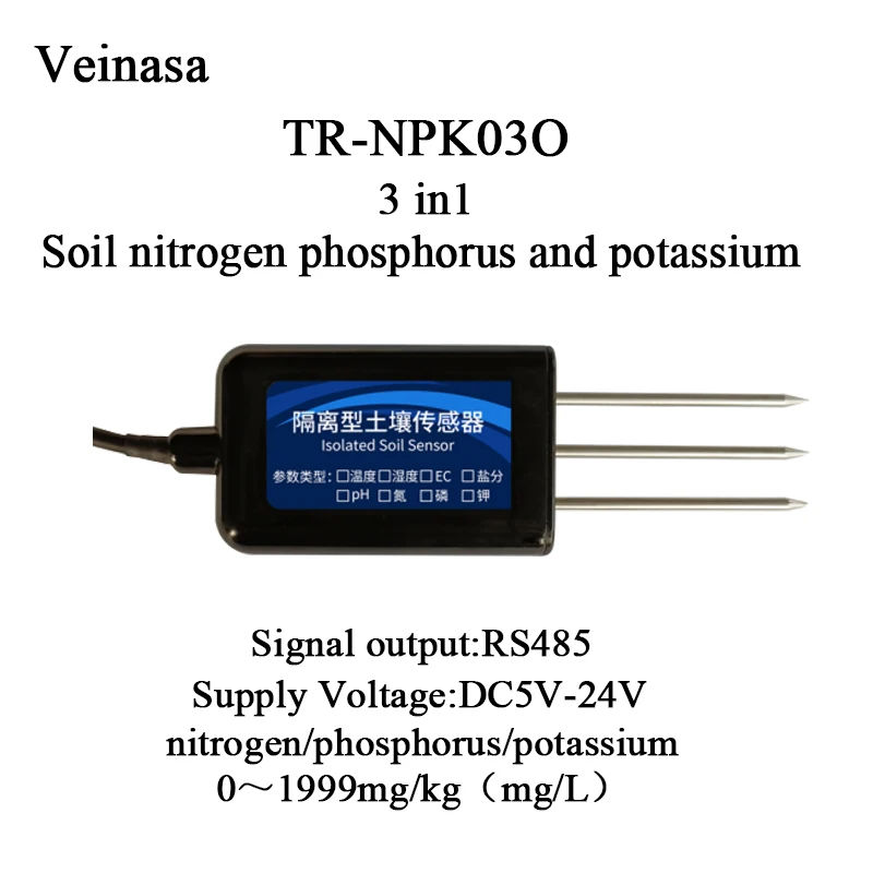 In stock 2026 TR-NPK03O Soil Temperature & Moisture Sensor Electrical Conductivity Measurement 0-10000 US/cm Range 0.1%  Resolut