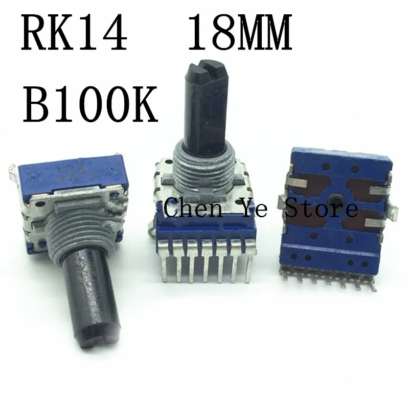 5PCS 100% NEW RK14K B100K 14 type potentiometer 100k shaft length 18MM 7 feet 7pin