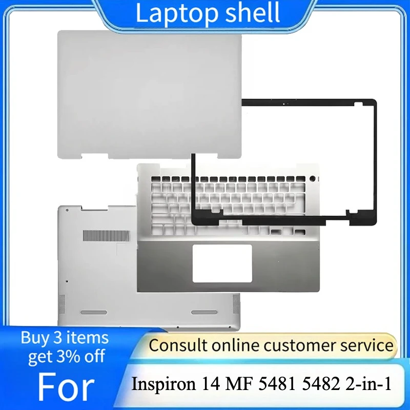 New LCD Back Cover, Bezel, Palmrest, Bottom Case Housing 01K3JR 06V6P0 0637YH For Inspiron 14 MF 5481 5482 2‑in‑1