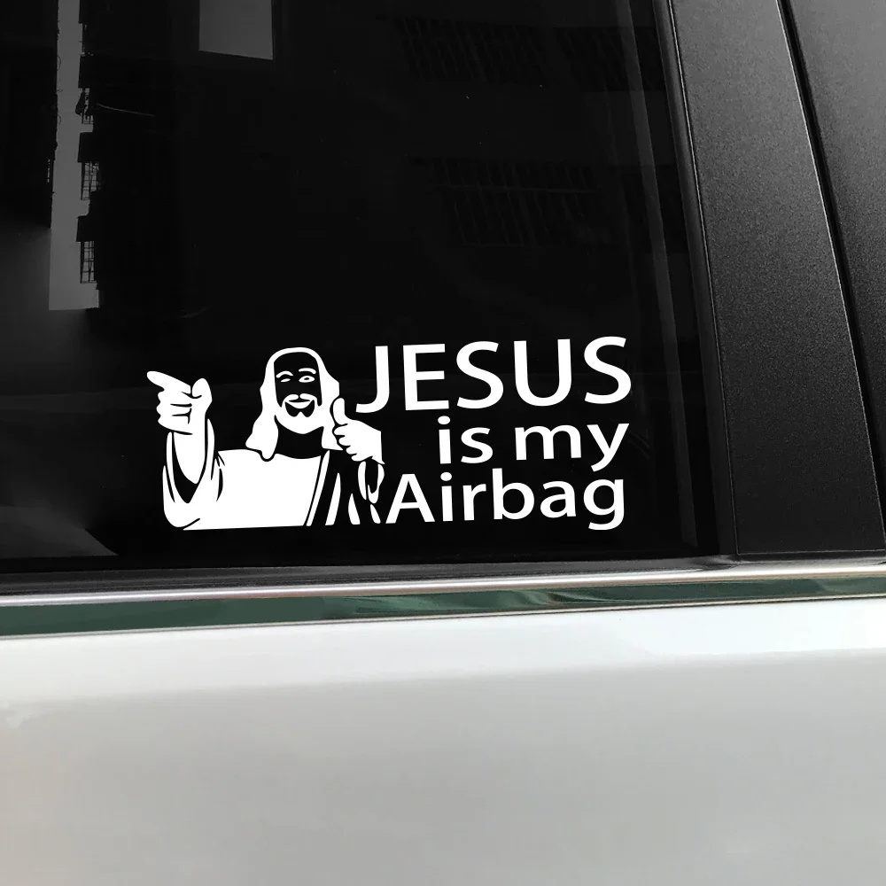 شارات فيلم الفينيل للزينة ، Jesus هو وسادة هوائية ، ملصق للدراجات النارية ، الشاحنات ، النوافذ ، الأبواب ، السلامة ، القيادة ، مبآكات الله ، الملحقات #1