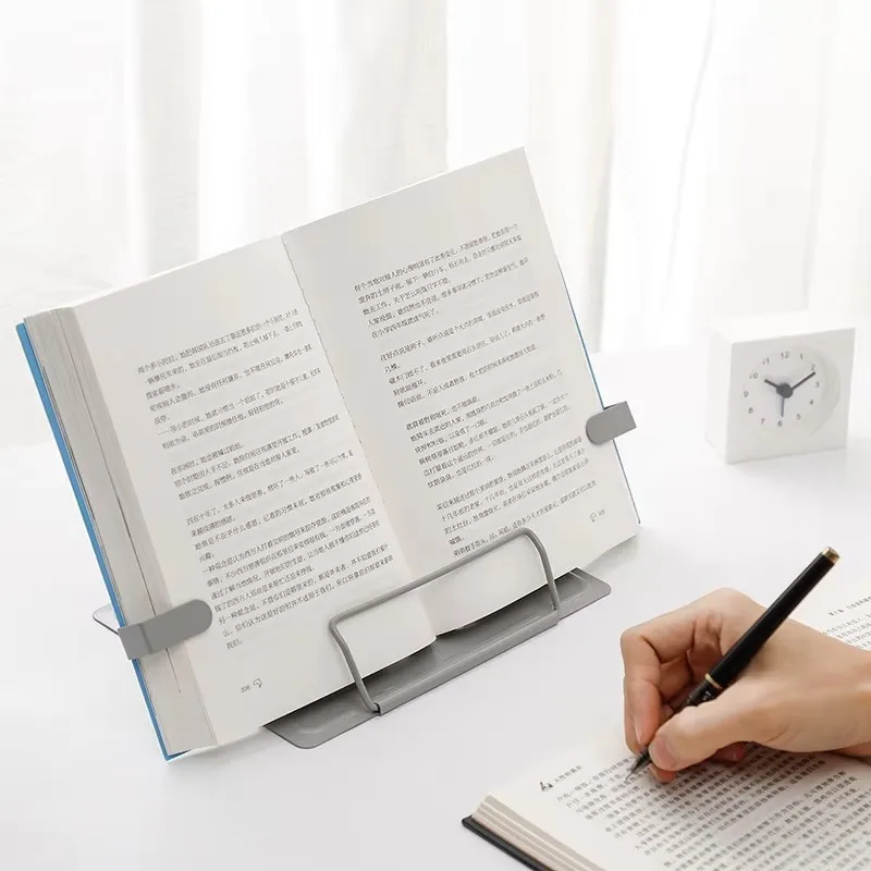 Supporto per libri in metallo Supporto per lettura di documenti regolabile per libri di cucina Supporto per libri da scrivania pieghevole Espositore per libri resistente