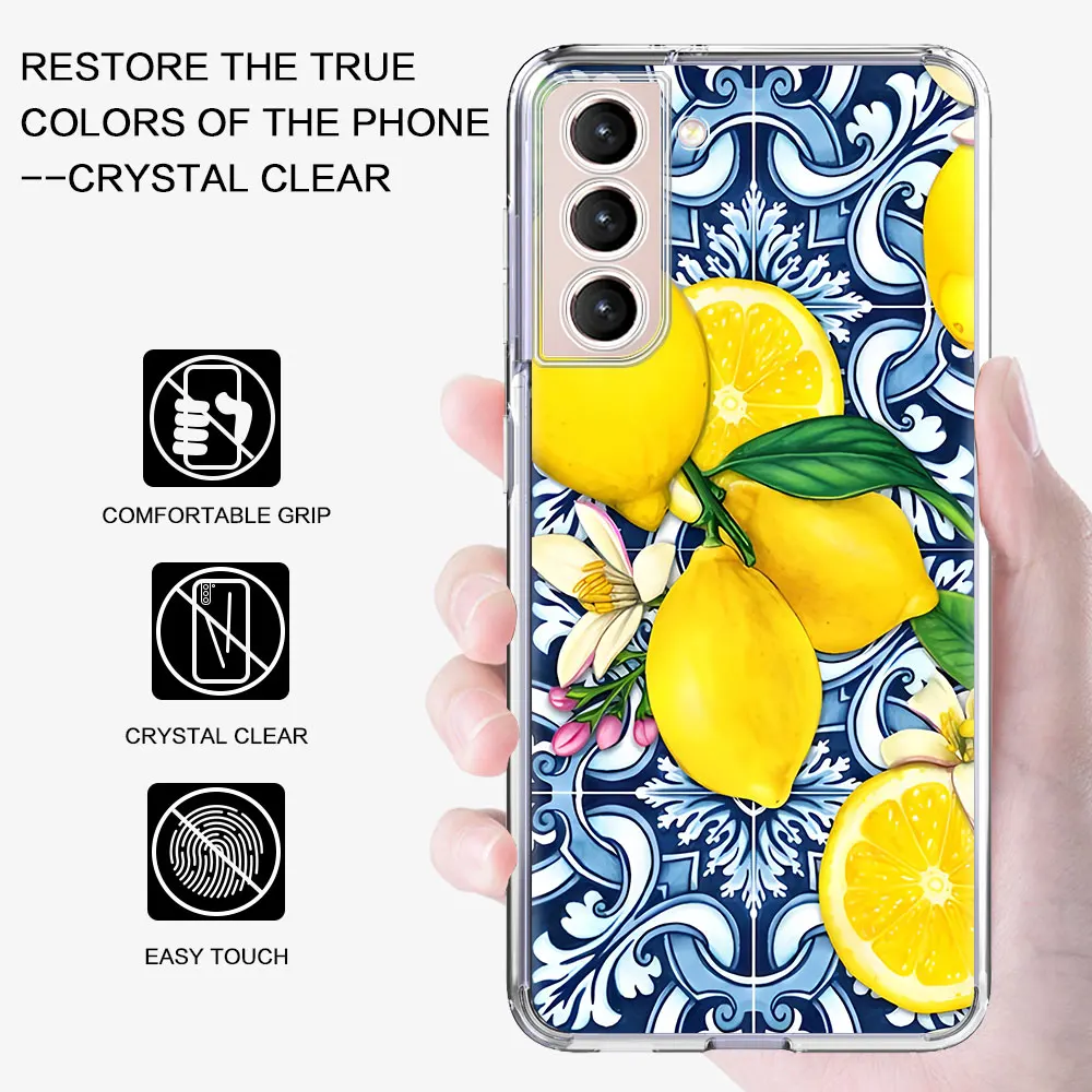 Mediterranean Lemon Phone Case for Samsung Galaxy S23 S24 S21 FE S22 S20 Ultra S9 Plus S10 Lite S10e S8 Transparent Soft Cover