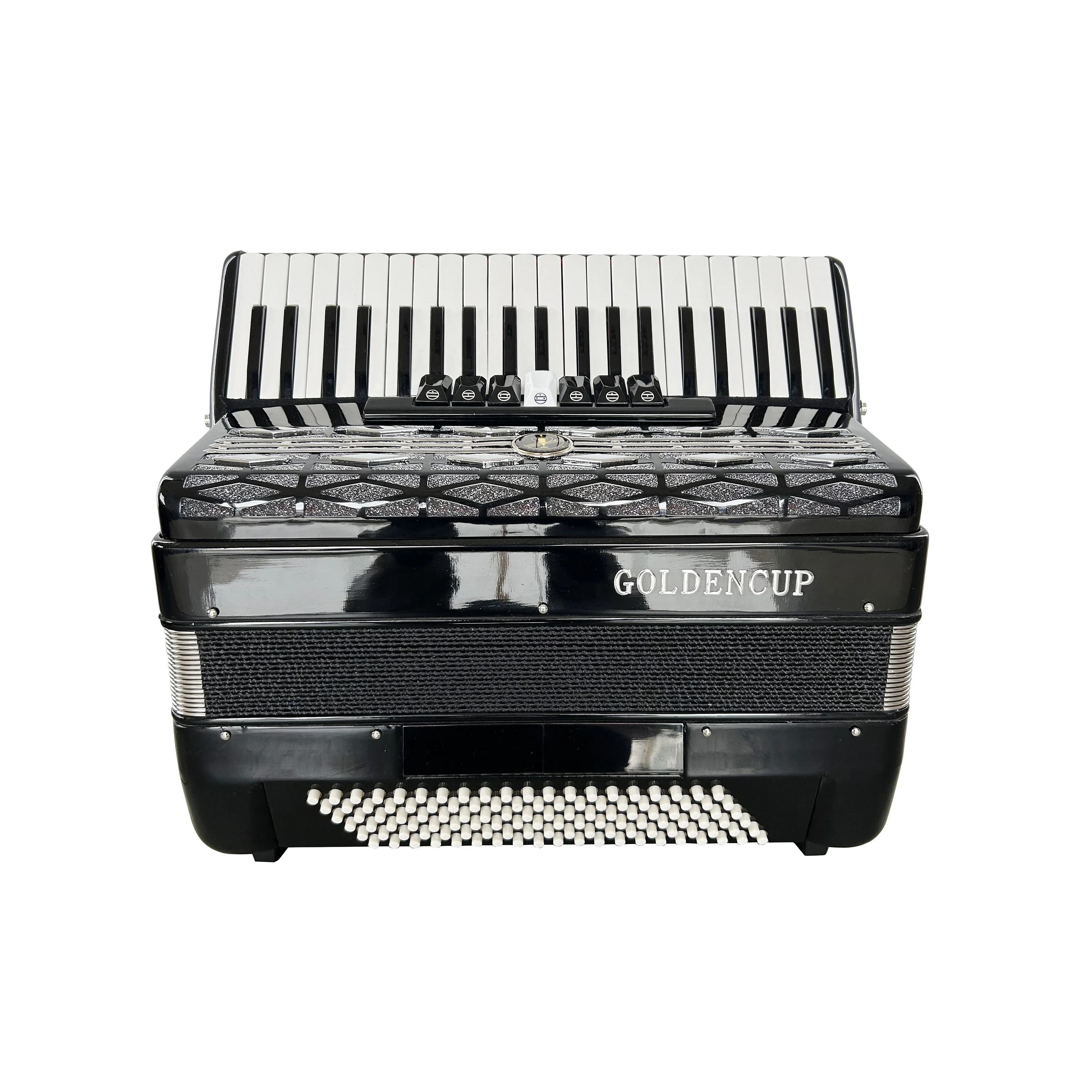 41-Key 120-Bass Chromatic Button Accordion 7+2 Registers Black Celluloid Wood Piano Keyboard Instrument Diatonic