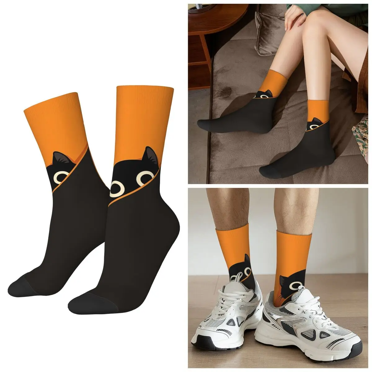 

Всесезонные носки с милыми забавными котами, спортивные носки в стиле Харадзюку, средние носки-трубы, чулки высокого качества для мужчин и женщин, подарки