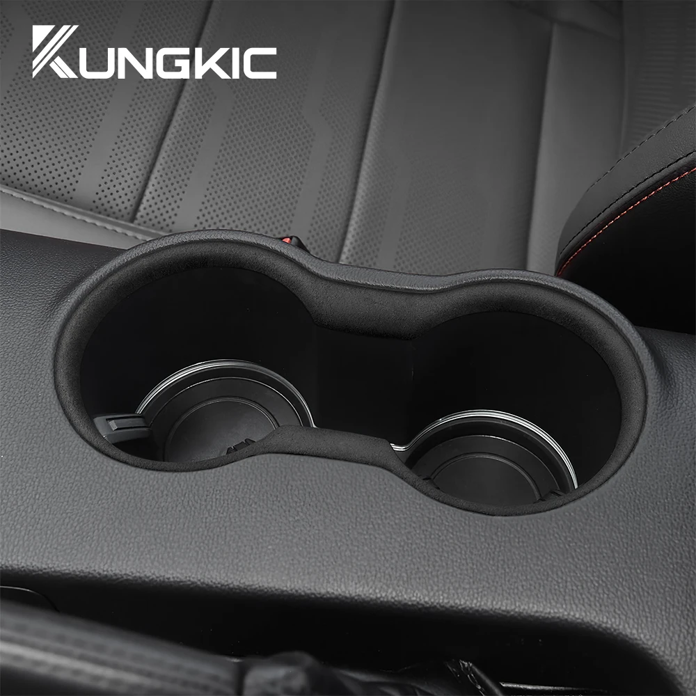 Car Center Control Water Cup Holder Frame Sticker for Ford Mustang 2015-2022 Italian Premium Suede Cover Trim Accessories