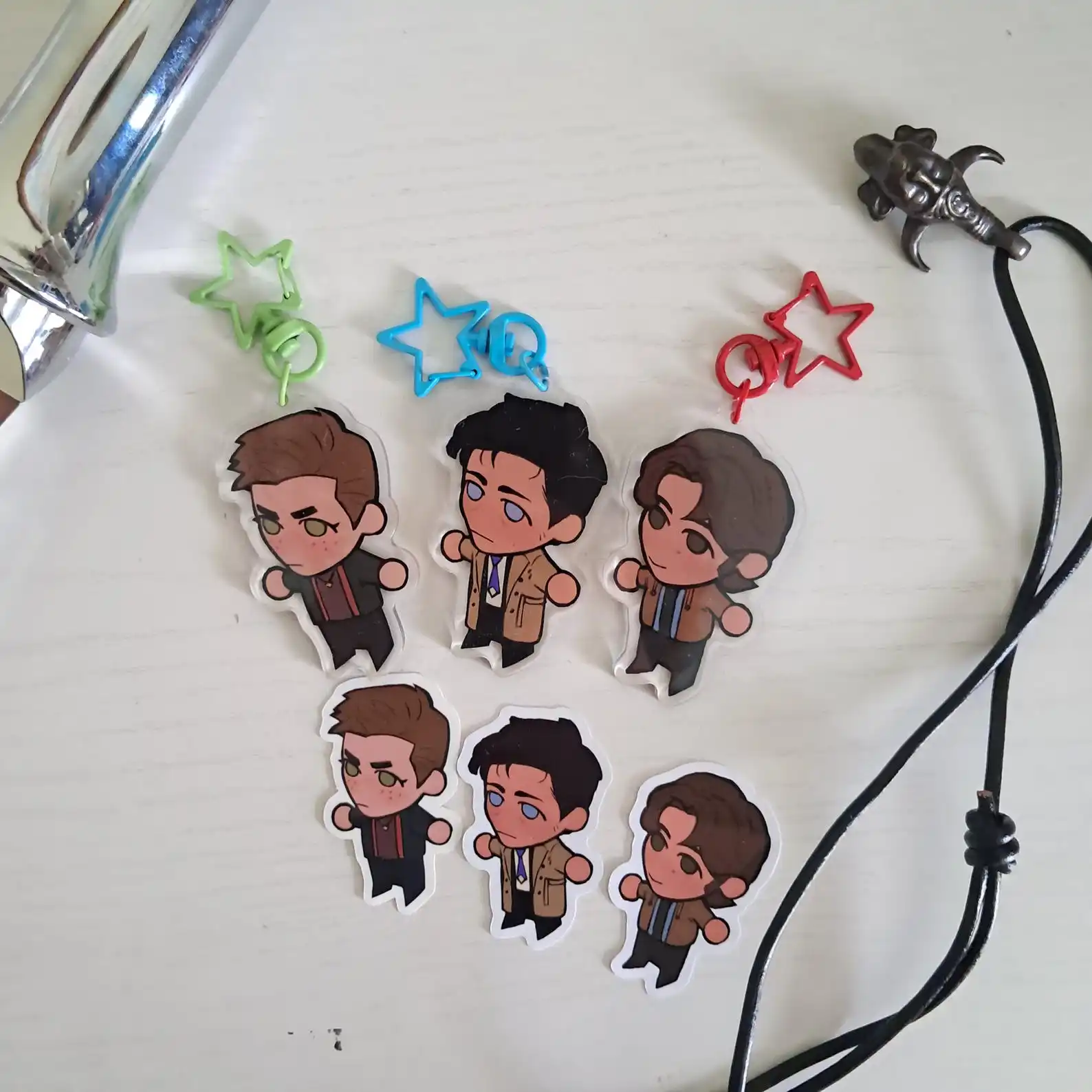 Supernatural Chibi keychains (Sam, Dean, Castiel) Anime Cartoon DIY Collection Toys Gift for Friend