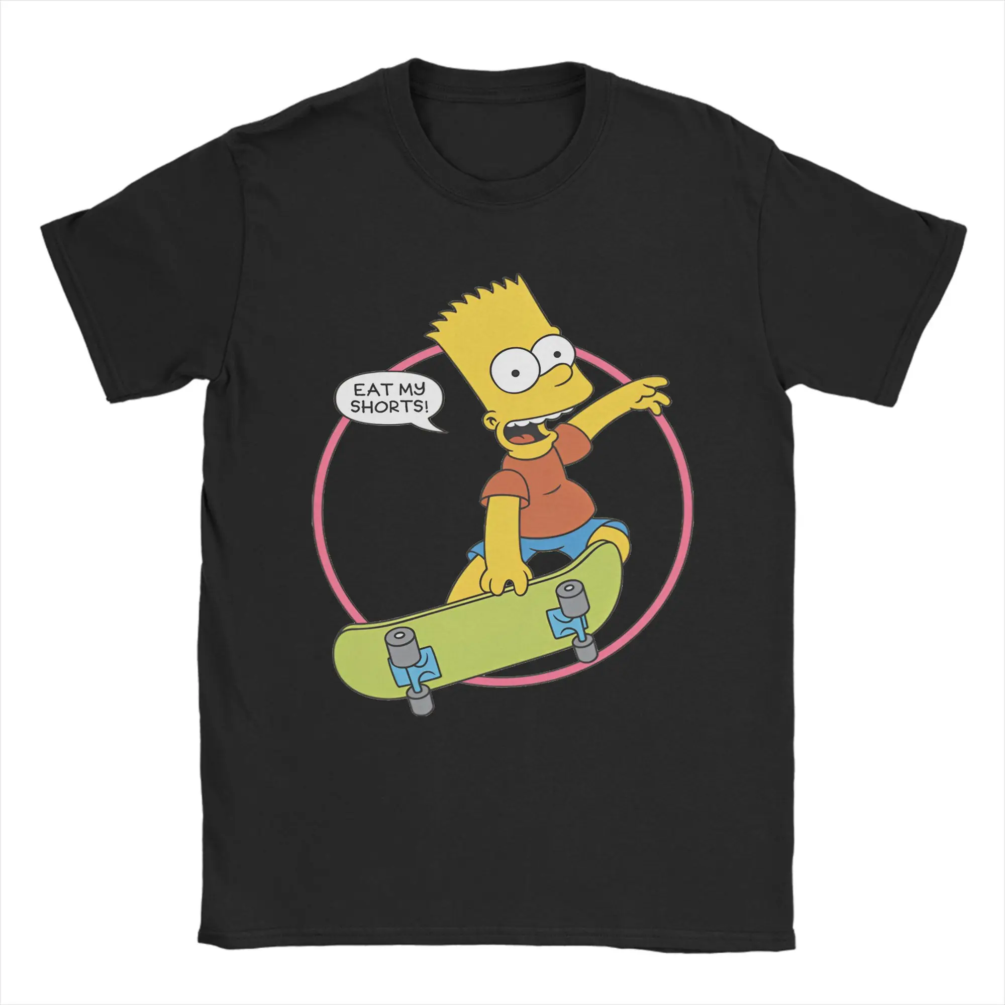 Novelty Funny The S-Simpsons Cartoon T Shirt For Men Women Cotton Short Sleeve Bart Eat My Shorts Crewneck Summer Tops