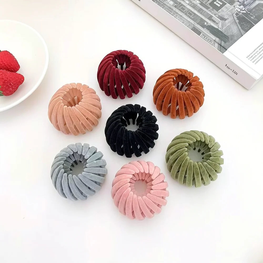 Velvet Bird Nest Ponytail Clip Expandable Bun Maker Minimalist Hair Claw Fashion Geometric Styling Accessory For Daily