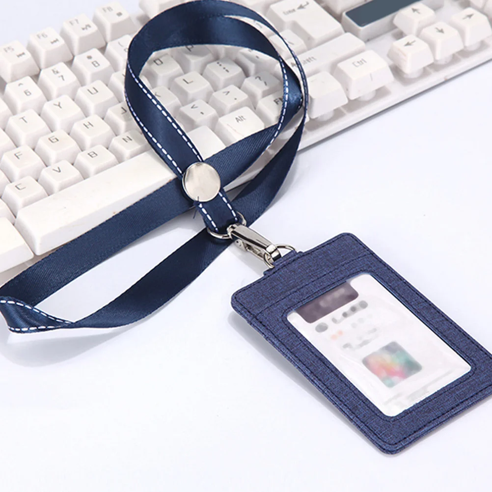 

3Pcs Badge Holder Lanyard PU Waterproof Detachable Neck Strap Id Card Protector for Staff Student