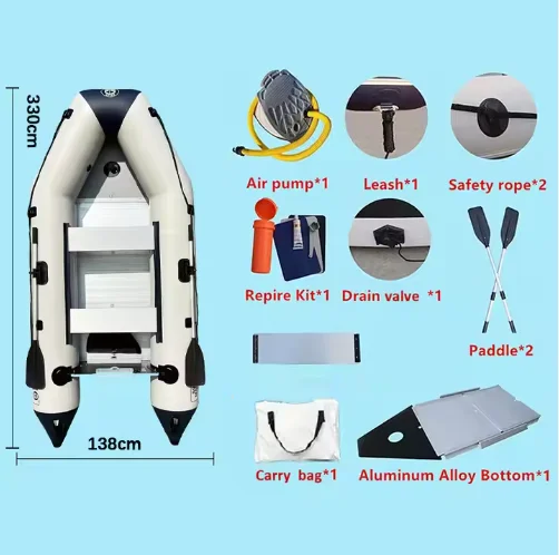 Bateau d'assaut gonflable de 3.6m avec plancher astronomique en aluminium, canoë kayak avec rames, accessoires de plongée sous-marine