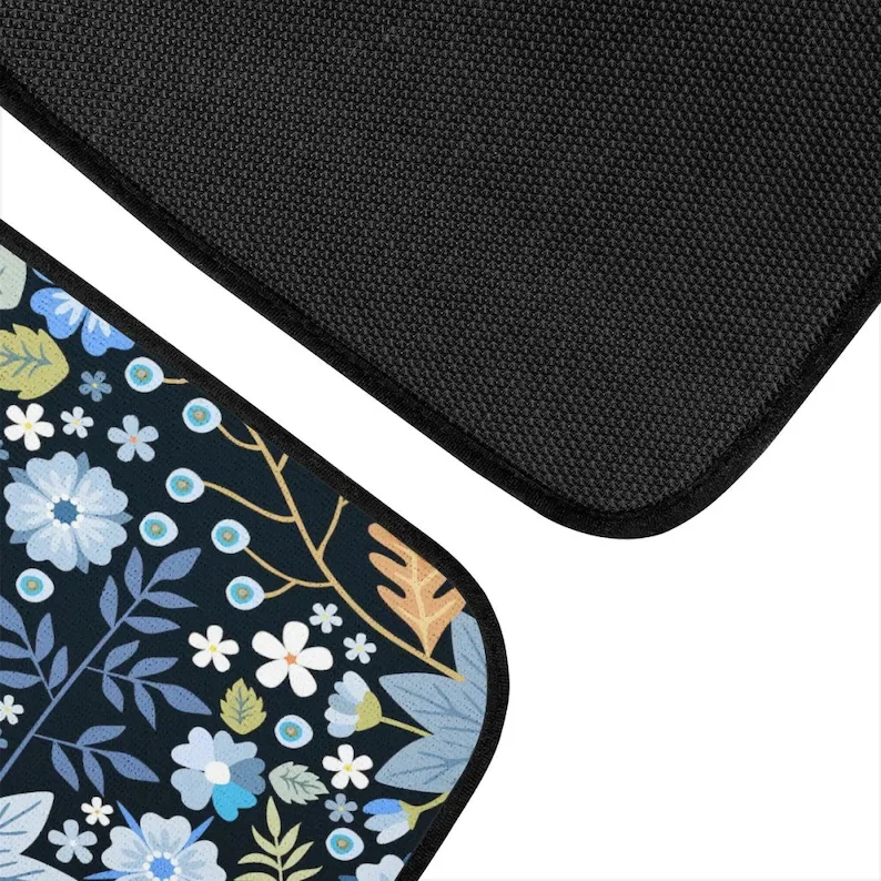 Boho blue floral Car Mats, wildflowers, blue flowers Car Floor Mats, Cute Car Accessories, blue car Mats, Car Decor