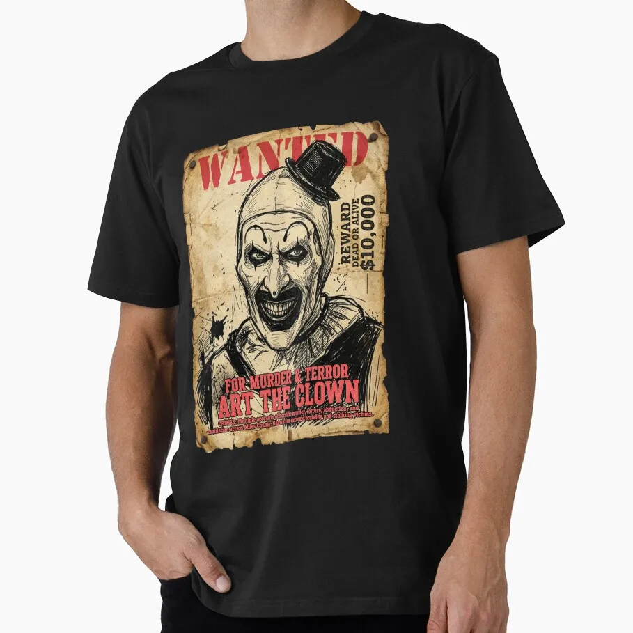 Retro Horror Movie Terrifier Art The Clown Killer Scary Halloween Gift T Shirt 0807 Short Sleeve Graphic clothes All size tops