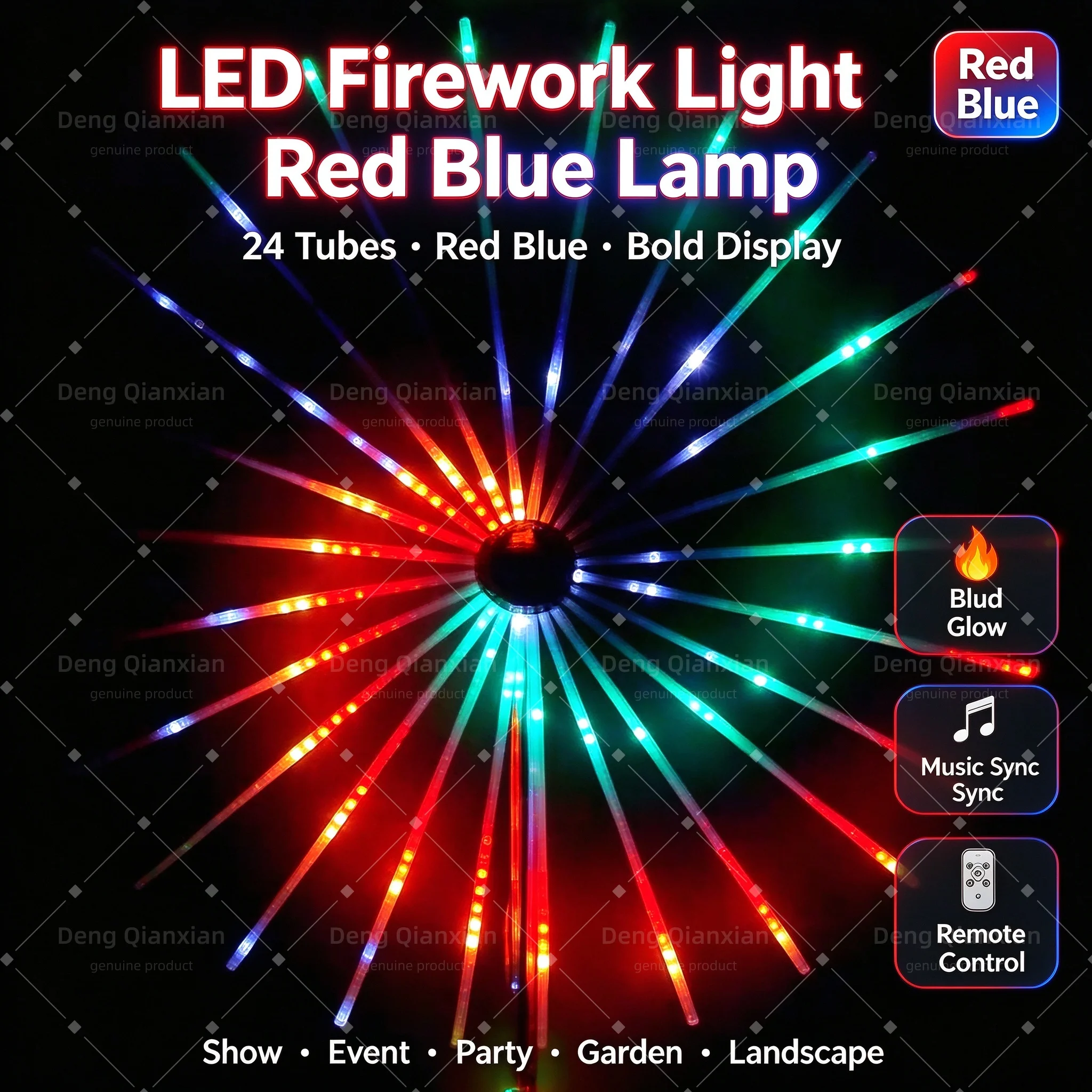 Firework Lights for Front Yard Walkway, Sound Activated RGB, Waterproof, Dual Speakers, APP Control, Pathway Decor
