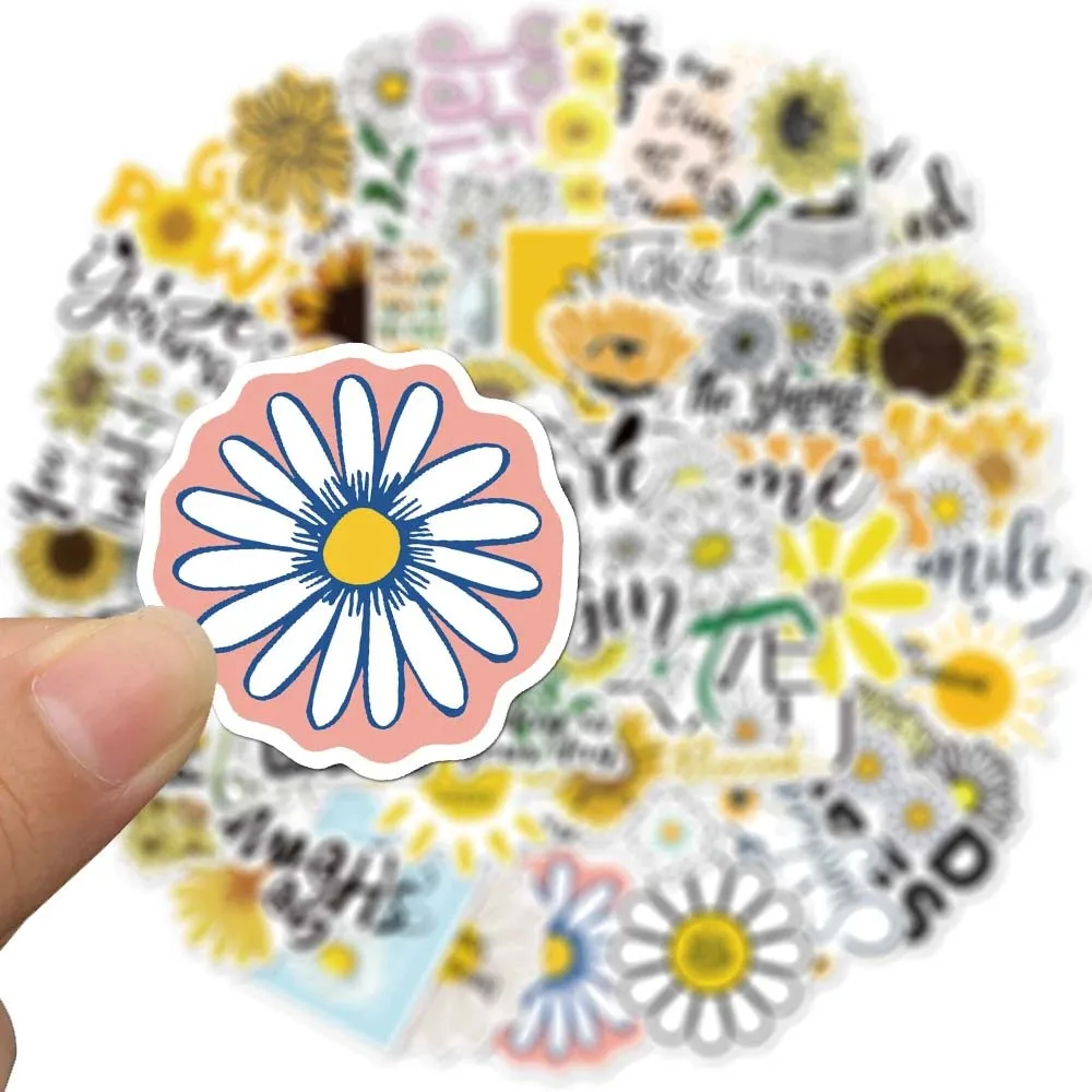 Stickers Guitar Sticker Mobile Phone Flowers Daisies Sticker Inspirational Quotes Decals DIY Scrapbooking Graffiti Stickers