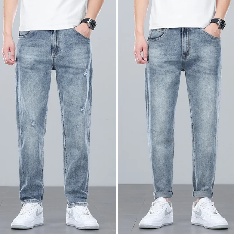 

2025 New Spring/Summer Korean Style Straight Leg Lyocell Jeans Men's Fashion Versatile Loose Thin Pants Men's Washed Retro ﻿