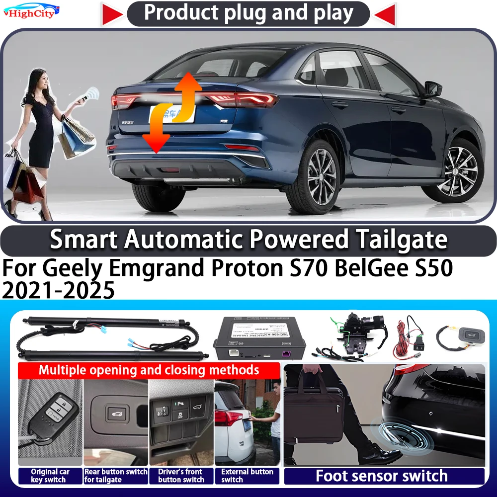 For Geely Emgrand Proton S70 BelGee S50 2021-2025 Smart Automatic Powered Tailgate Key Lift Close Kit Electric Power Tailgate