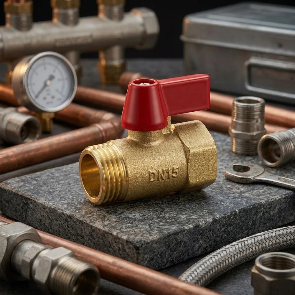 Compact Brass Ball Valve 1/2 Inch NPT Inner Outer Thread for Reliable Manual Flow Regulation in Piping Installations