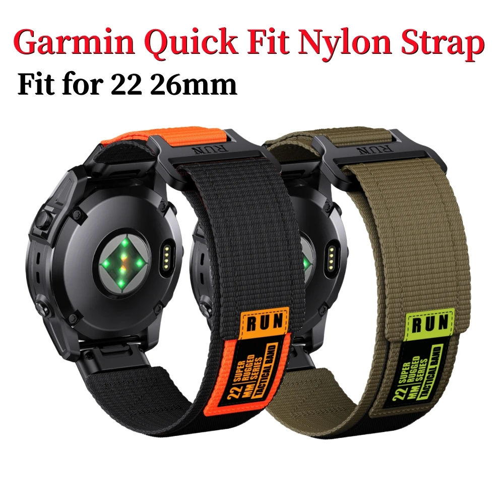 Garmin 22 26mm Nylon Quick Fit Strap Wristband For Fenix5 5XPlus 6 6XPro 7 7XPro Sport Taxtix7 Watch Band Instinct1 2 Bracelet