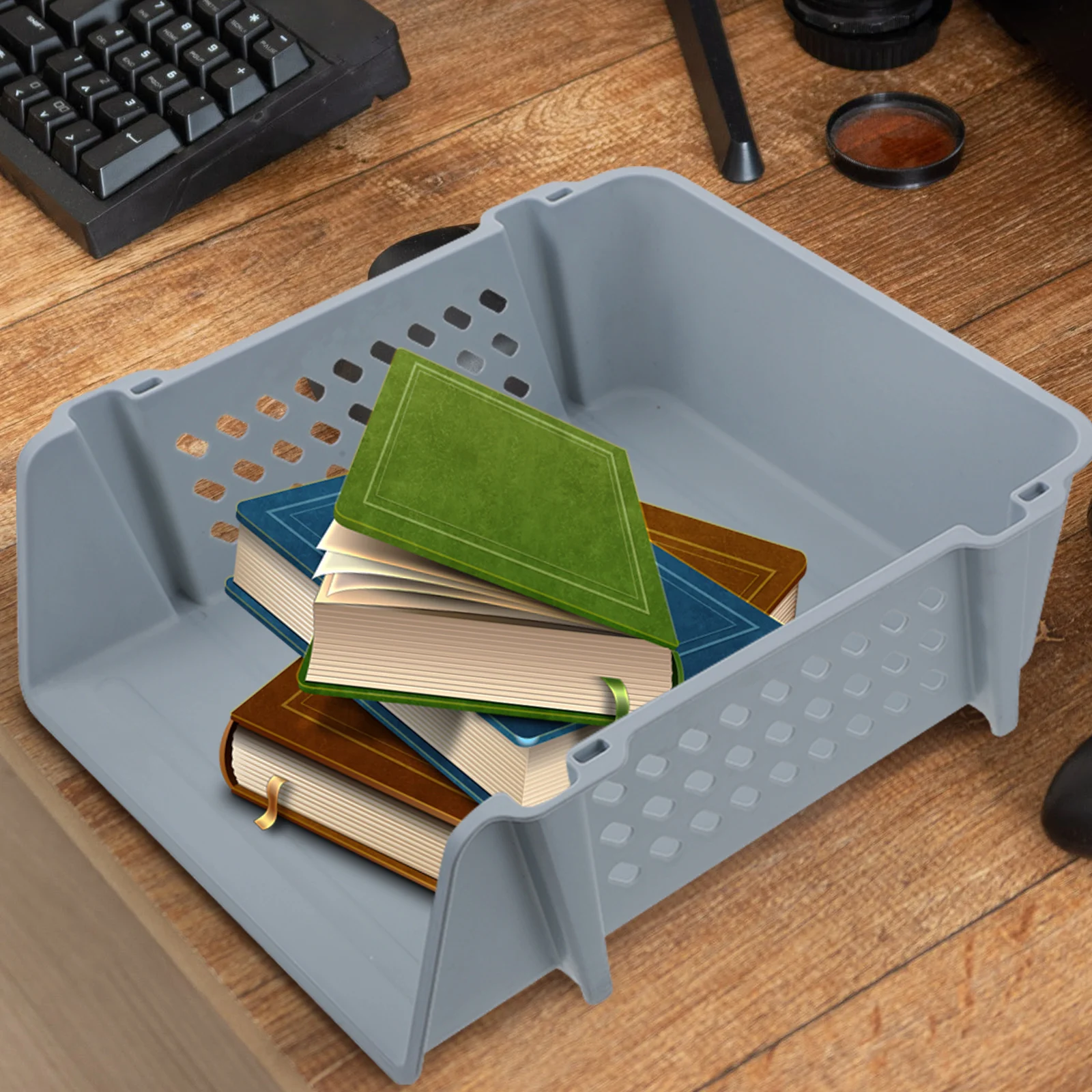 

File Storage Rack Desktop ganizer Stationery Holder Compact Stackable PP Material Office Supplies Home Use Study School
