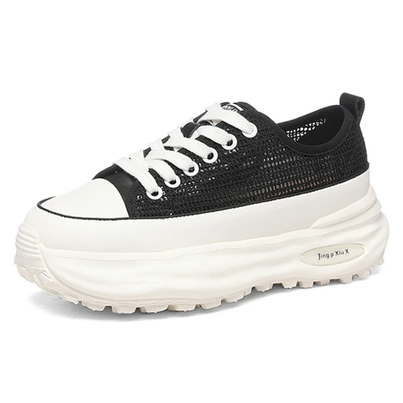 

5.5cm Outdoor Travel Women's Shoes Skateboard Casual Shoe Slip on Breathable Mesh Flat Shoe Platform Women Loafers Walking Retro