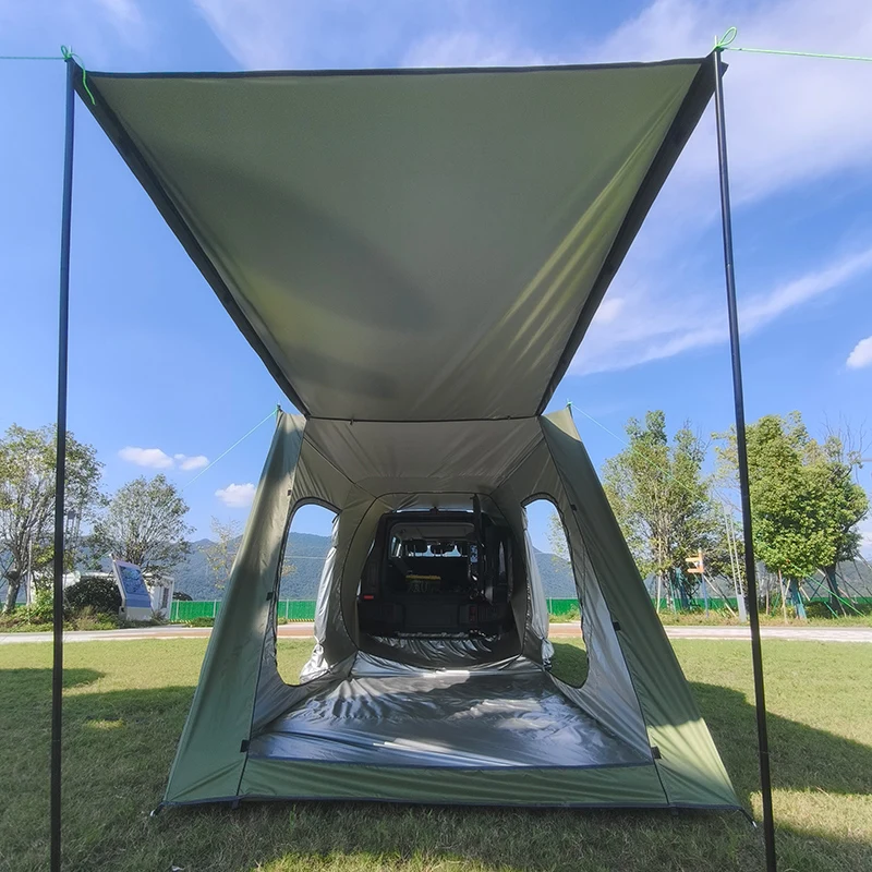 Portable Weather Resistant SUV Tent with Floor and Awning, Car, SUV Van, Camping, Includes Poles and Storage Bag