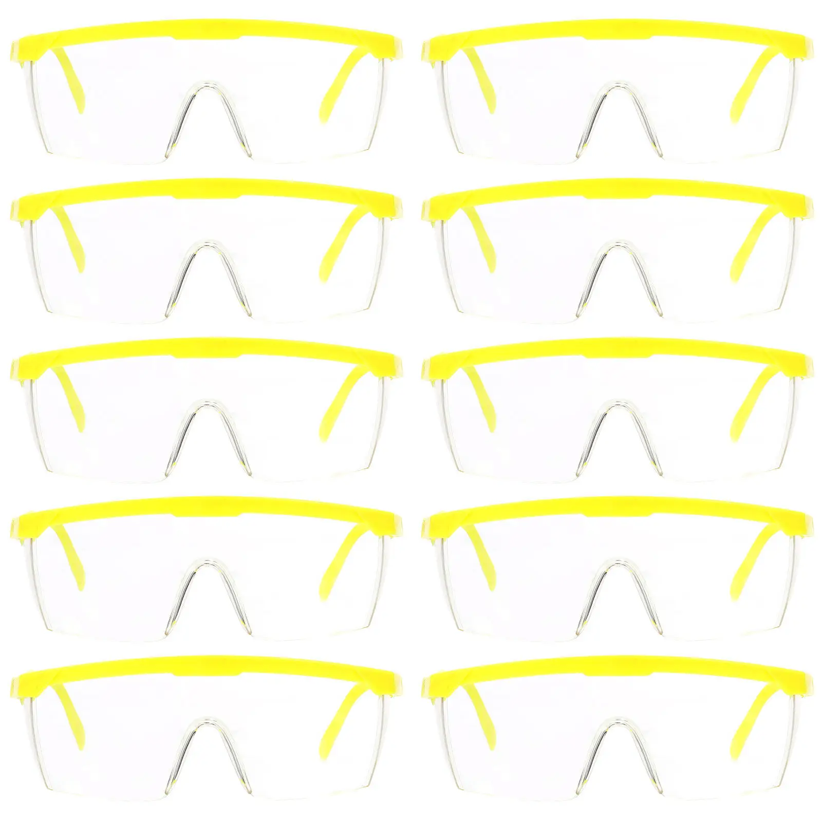 

12Pcs Anti-Splash Safety Goggles Stylish Lightweight Windproof Dustproof Uv Protection for Outdoor Sports Yellow Frame White