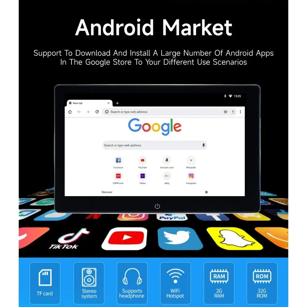 10.1 INCH Car Headrest Video Multimedia Player Bluetooth Rear Back Seat TV Monitor Display Android 12 Touch Screen For Airplay