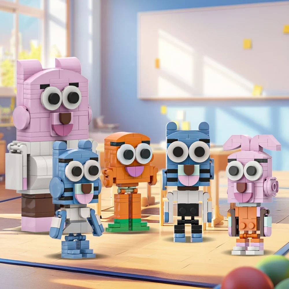 MOC De Amazings World of Gumballs Brickheadz Bouwstenen Cartoon Komedie Actie Tekens Wattersons Bricks Speelgoed kids Gift