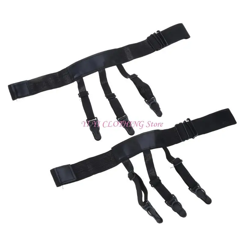 N5KF Classical Men Shirt Stays Belt with Non-slip Locking Clips Fit Business Office Suspender Garter Belt Utility Accessory