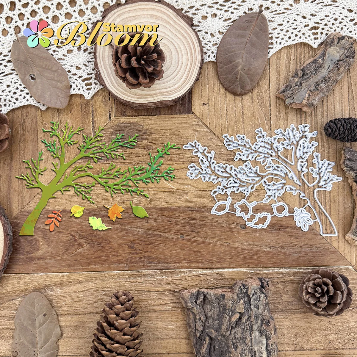 Original schöne Baumzweige und Blätter Metall-Stanzformen für Scrapbooking, dekorative Prägung