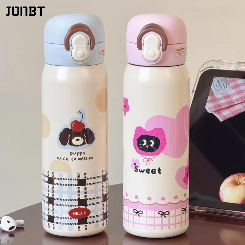 

Cute Children's Double Drinking Thermal Water Bottle Thickened 316 Stainless Steel Straw Insulated Cup Hot and Cold Drinkware