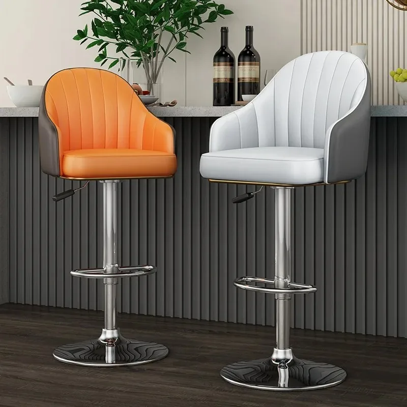 Silla de bar nórdica de metal, moderna, con respaldo, cómoda, giratoria, para interiores, Sillas Para Barra Alta, muebles nórdicos
