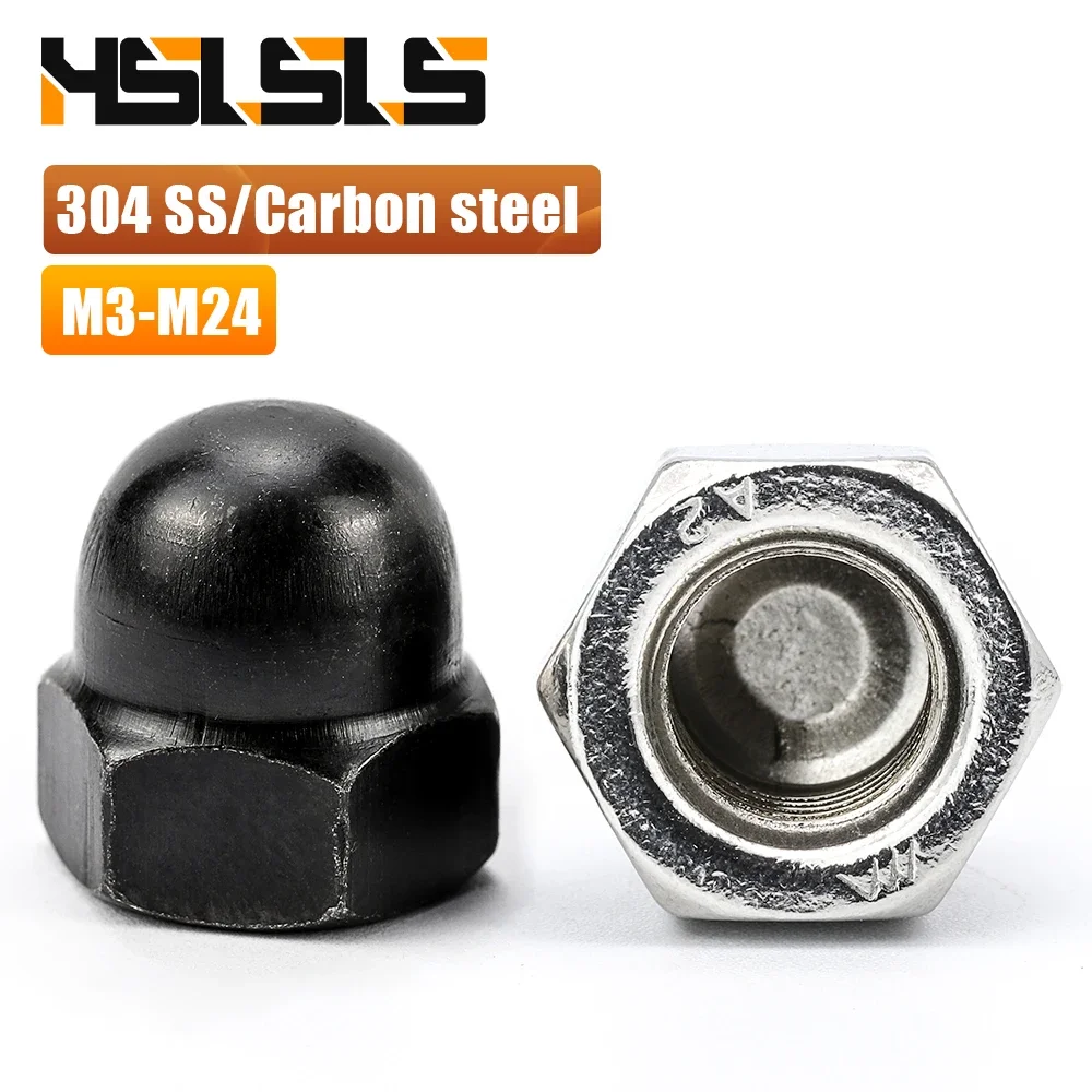 HSLSLS 1-50pcs Stainless Steel Hex Cap Nut Acorn Nut M3 M10 M20 Domed Nuts Zinc/Black/Nickel Plated Decorative Cover Dome Nut