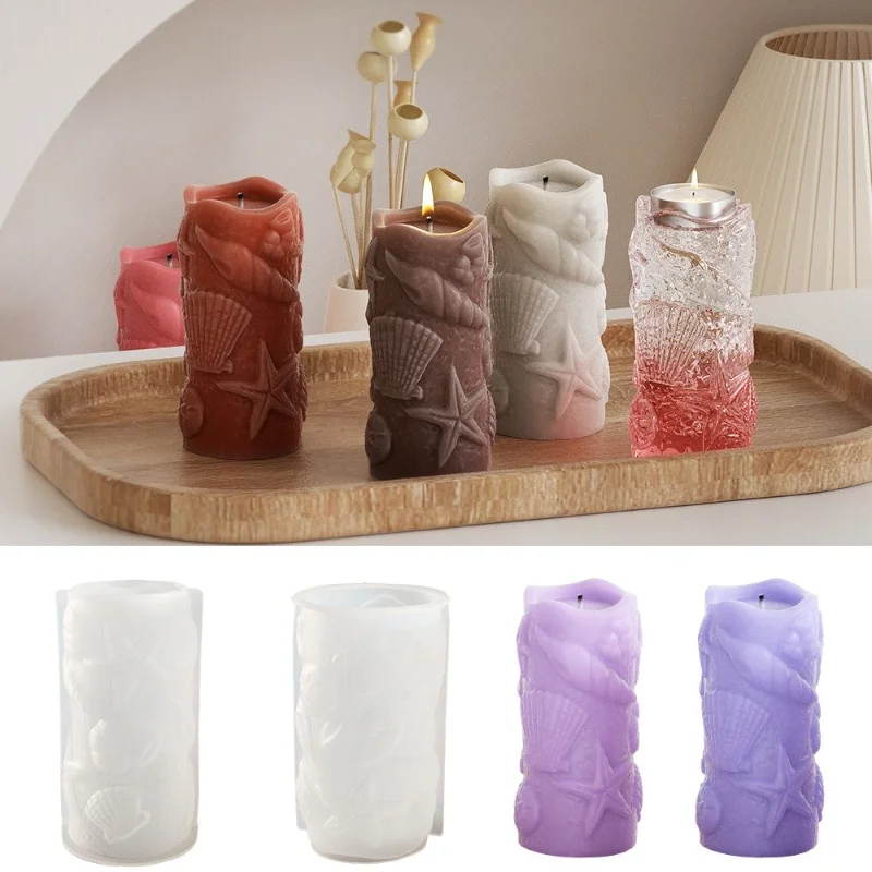 Ocean Cylindrical Candle Silicone Mold DIY Animal Aromatherapy Gypsum Candle Holder Resin Epoxy Mold Home Decoration Storage