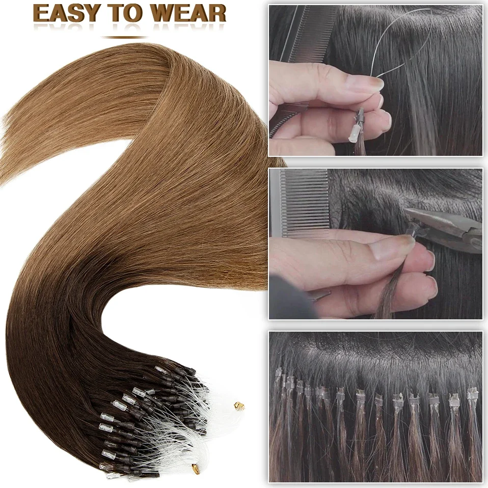 S-noilite 0.5g mikro döngü insan saçı postiş sağlıklı uç mikro bağlantı mikro halka 100 adet Keratin kapsül düz doğal saç