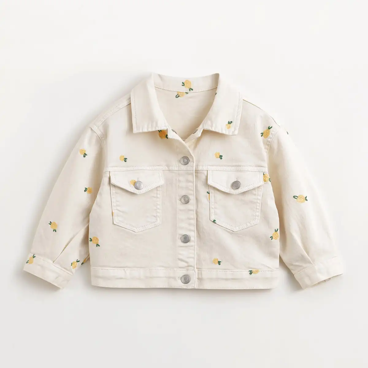 MARC&JANIE Girls Full Bottom Embroidery Loose Denim Jacket Kids Cotton Tops for Spring 240052